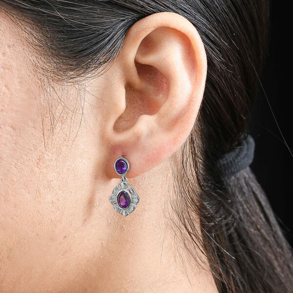 Afrikanischer Amethyst Ohrringe  Edelstahl ca. 1.50 ct image number 3