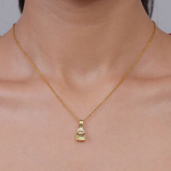 D'Joy AAA Ouro Verde-Quarz, Wei&szlig;er Zirkon Anh&auml;nger 925 Silber 750 Vergoldet ca. 1,48 ct.