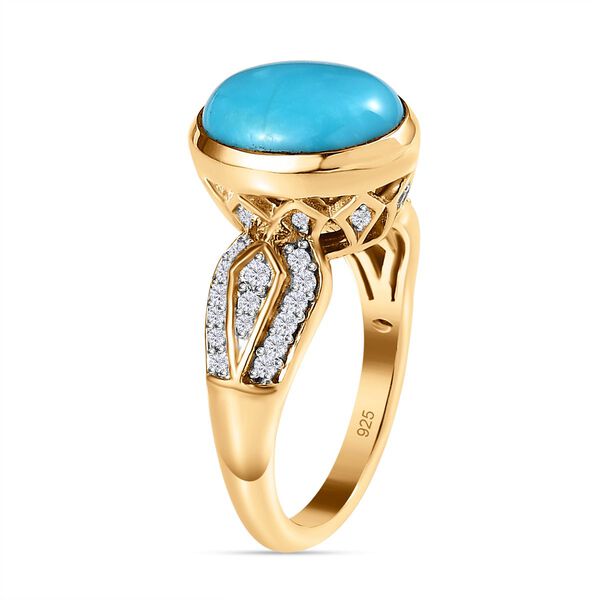 Amerikanischer, nat&uuml;rlicher Sleeping Beauty T&uuml;rkis und Zirkon-Ring - 3,62 ct. image number 5