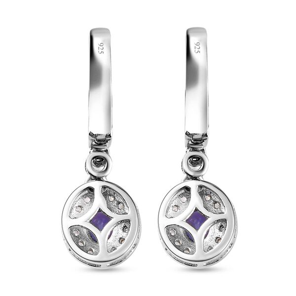 AAA Tansanit und Zirkon-Ohrh&auml;nger, 925 Silber platiniert, 1,27 ct image number 5