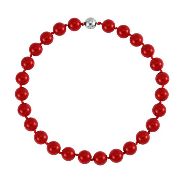 Rote Muschelkernperle Halskette ca. 50 cm Reiner Edelstahl image number 3