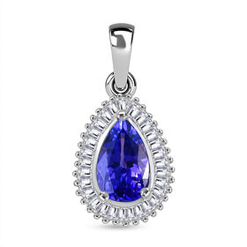 Rhapsody AAAA Tansanit, Weißer Diamant Anhänger 950 Platin ca. 1.17 ct
