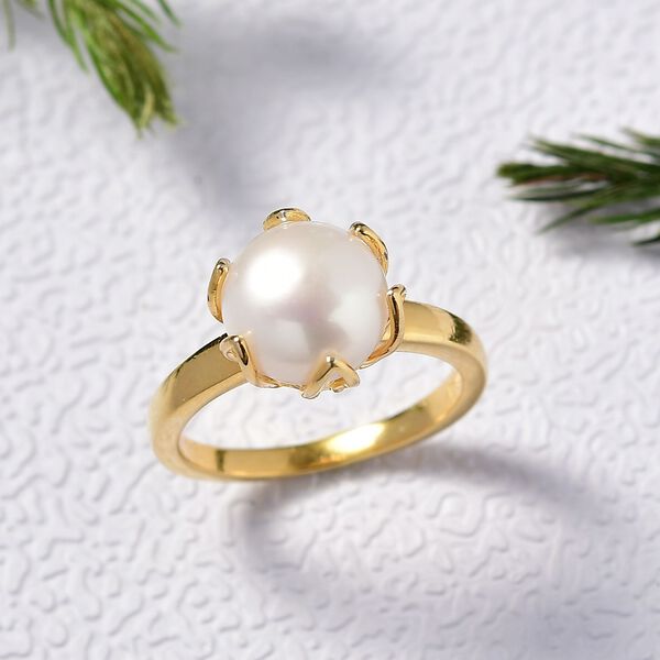 EVER TRUE Weiße Süßwasser Perle (10-10.5 mm) Ring Nickelfreies Messing (Größe 18.00) 5.60 ct image number 2