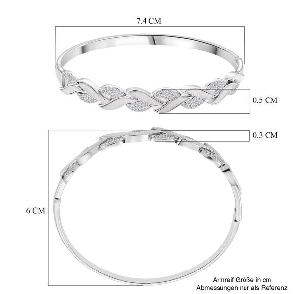 Weißer Zirkonia, KokosnussMuschel Armreif ca. 19 cm Nickelfreies Messing Standard 0.51 ct image number 7