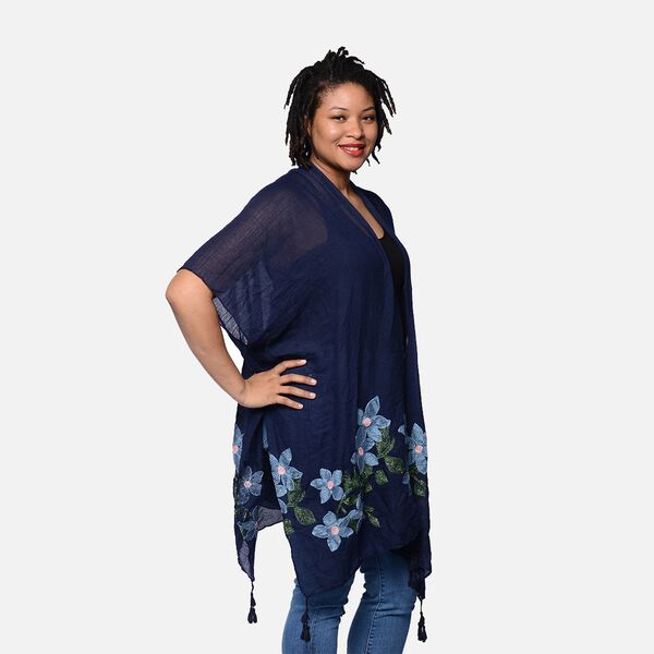 Kimono mit Stickerei, Einheitsgr&ouml;&szlig;e Dunkelblau image number 3