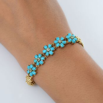 D'Joy AA Sleeping Beauty T&uuml;rkis, Blauer Apatit Armband ca. 19 cm 925 Silber 750 Gelbgold Vermeil ca. 4,76 ct.