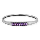 Afrikanischer Amethyst, Weißer Zirkon Armreif ca. 19 cm Edelstahl ca. 3,06 ct.