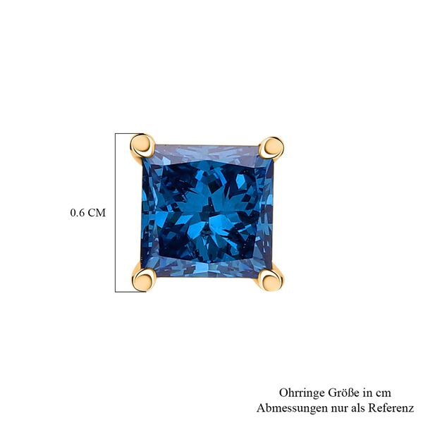 LUXURIANT SGL zertifizierte SI-GH Labor blaue Diamant Ohrringe, 925 Silber 750 Gelbgold Vermeil - 1 ct. image number 4