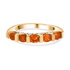 AA Salamanca Feueropal, Weißer Zirkon Ring, 925 Silber Gelbgold Vermeil, (Größe 19.00) ca. 0.68 ct