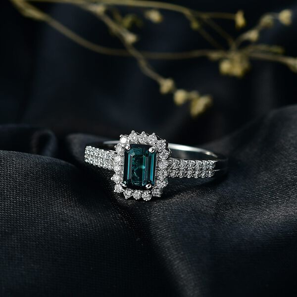 Rhapsody AAAA Indicolite, Wei&szlig;er Diamant Ring 950 Platin (Gr&ouml;&szlig;e 18.00) ca. 1,58 ct image number 1