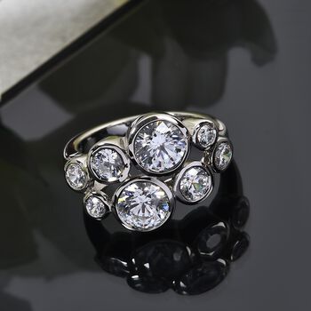 LUSTRO STELLA Hergestellt mit ZIRKONIA Ring 925 Silber Platin-&Uuml;berzug (Gr&ouml;&szlig;e 17.00) ca. 2,19 ct