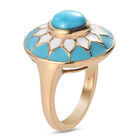 Natürlicher Sleeping Beauty Türkis Ring 925 Silber Gelbgold Vermeil image number 4