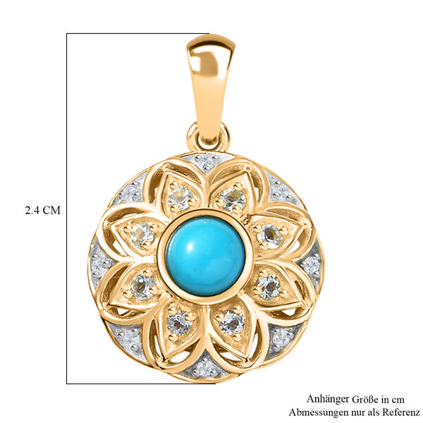 AA Sleeping Beauty T&uuml;rkis, Blauer Apatit Anh&auml;nger, 925 Silber 750 Gelbgold Vermeil ca. 0.75 ct image number 5