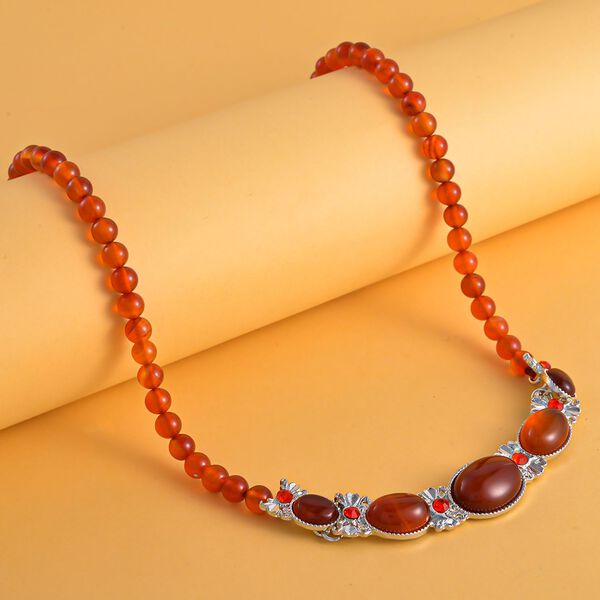 Rote Achat Halskette, ca. 45 cm, ca. 120,00 ct image number 2