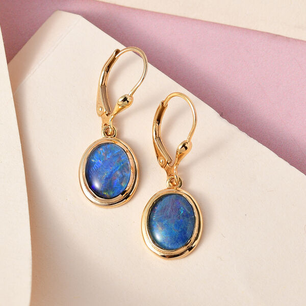 Boulder Opal Triplette Ohrringe, 925 Silber vergoldet ca. 6.00 ct image number 1