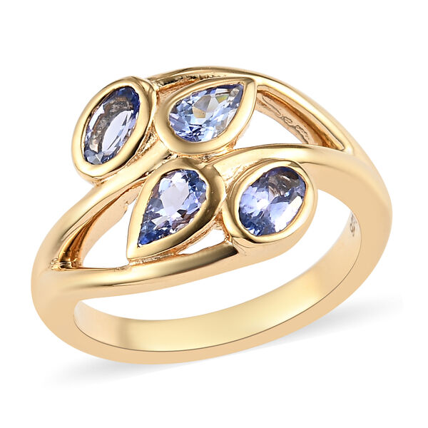 Tansanit Bypass Ring 925 Silber vergoldet  ca. 0,81 ct image number 4