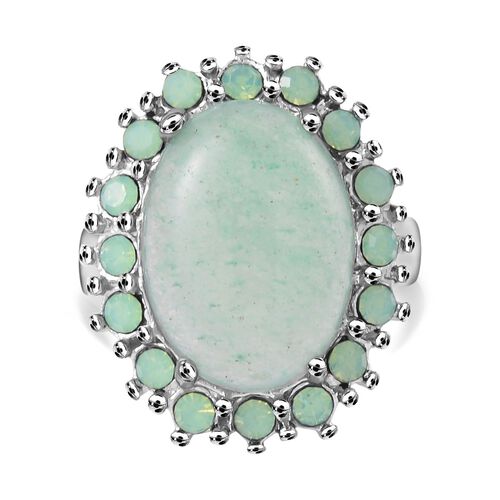 Grüner Aventurin und neongrüner Kristall Ring, ca. 5,00 ct. image number 0