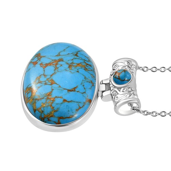 Blaues Türkis Schmuckset Edelstahl ca. 80.50 ct image number 4