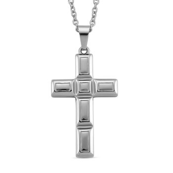 Kreuz Anh&auml;nger mit Kette, Reiner Edelstahl, ca. 50 cm, Silberfarben