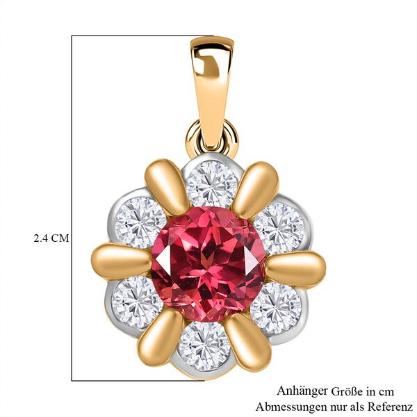 D'joy Lab Grown Padparadscha-Saphir , Weißer Zirkon Anhänger 925 Silber platiniert und vergoldet ca. 4.08 ct image number 6