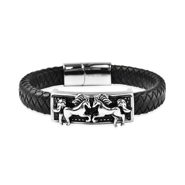 Leder Armband ca. 21.5 cm Edelstahl image number 0