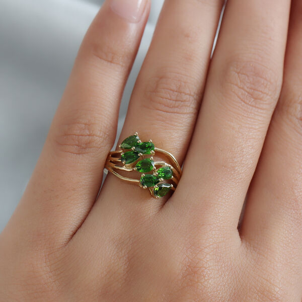 Nat&uuml;rlicher Chromdiopsid Ring 925 Silber vergoldet  ca. 1,59 ct image number 3