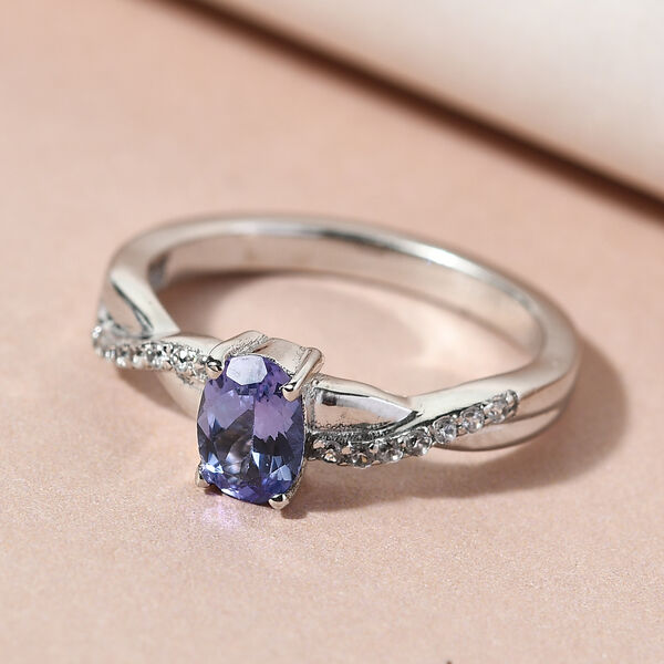 Tansanit und Zirkon Ring 925 Silber platiniert  ca. 0,75 ct image number 2