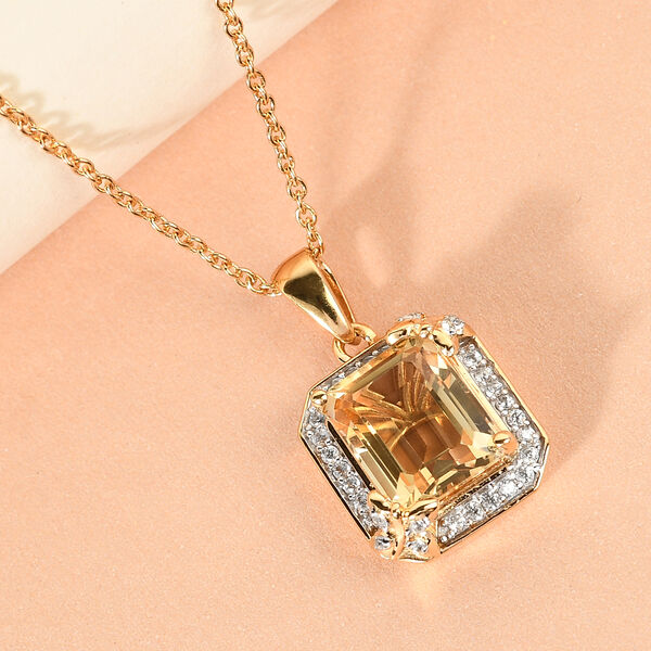 Citrine und Zirkon Anhänger mit Kette 45 cm. 925 Silber vergoldet ca. 4,72 ct image number 2