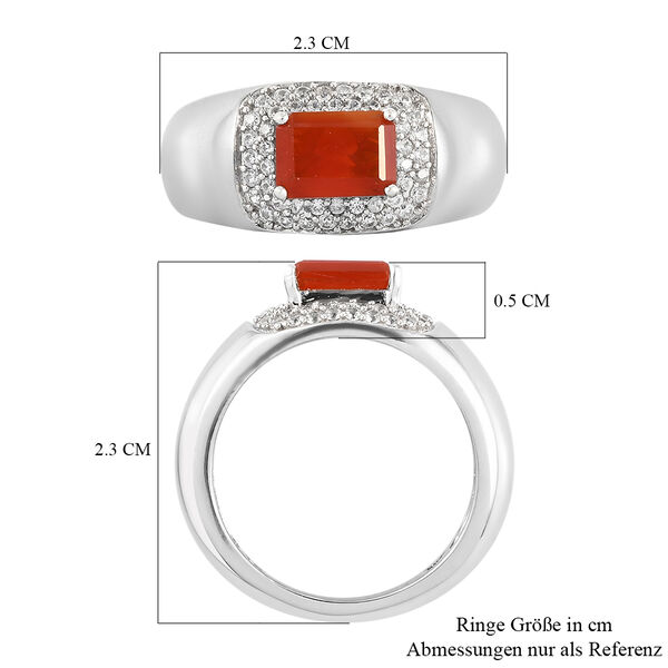 Mexikanischer Kirschfeuer-Opal und Zirkon Ring 925 Silber platiniert image number 9