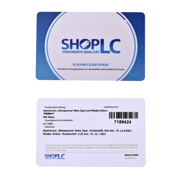 Nat&uuml;rliches, &auml;thiopisches Welo Opal und wei&szlig;es Zirkon-Armband, ca. 19 cm, 925 Silber vergoldet ca. 7.35 ct image number 6