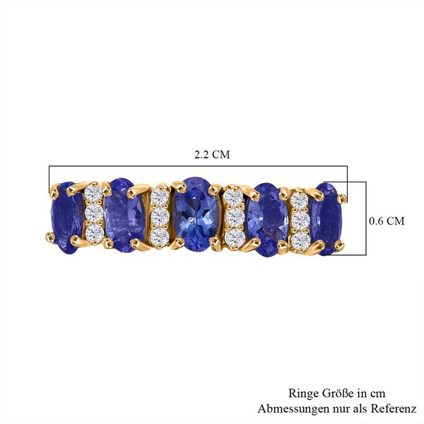 Tansanit, Moissanit Ring 925 Silber vergoldet, (Gr&ouml;&szlig;e 19.00) ca. 1.25 ct image number 6