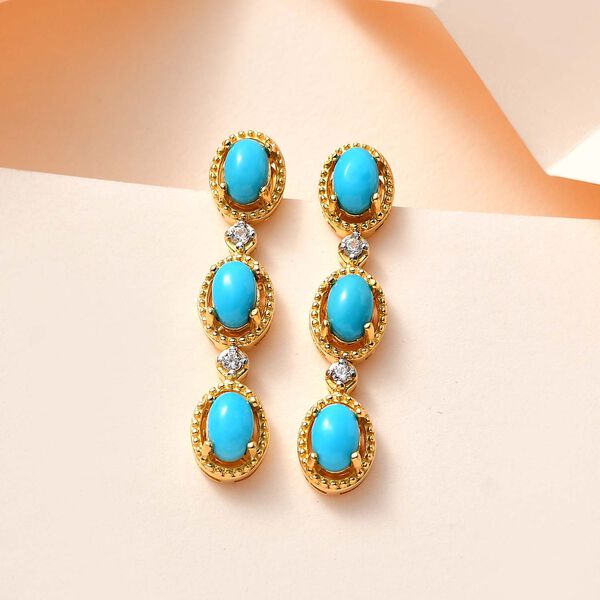 Amerikanischer, nat&uuml;rlicher Sleeping Beauty T&uuml;rkis Ohrringe, ca. 2.94 ct image number 2