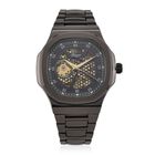 GENOA - Automatikuhr mit Skelett-Design, Edelstahlarmband, 3ATM wasserdicht, Grünes Zifferblatt, Schwarzplattierung, ca. 20 cm