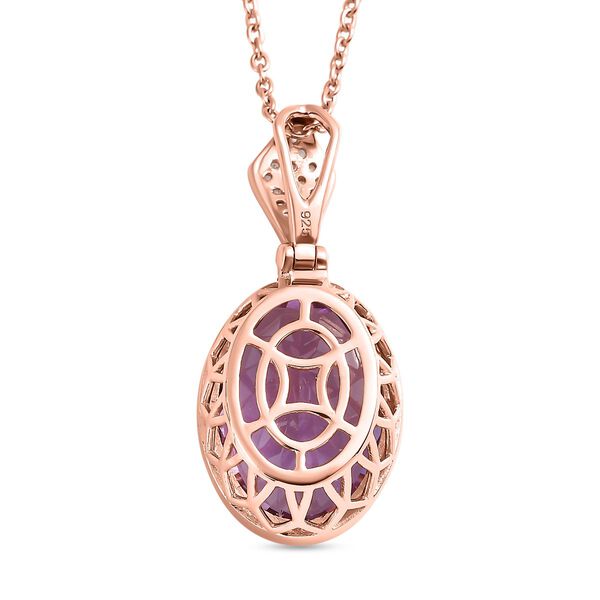 2er-Set, AA Rose De France Amethyst und Zirkon-Anh&auml;nger mit Kette - 11,87 ct. image number 5