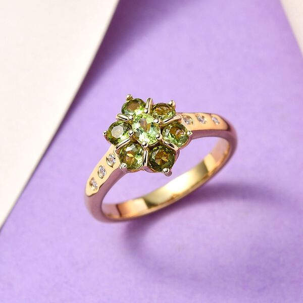 Natürlicher AA Calabar-Turmalin Ring, 925 Silber Gelbgold Vermeil, (Größe 18.00) ca. 1.02 ct image number 2