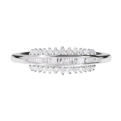 Wei&szlig;er Diamant Ring, 925 Silber platiniert (Gr&ouml;&szlig;e 19.00) ca. 0.33 ct