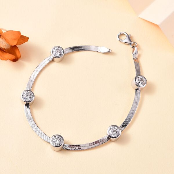 J Francis gefertigt mit SWAROVSKI-  Swarovski Zirkonia Armband, 19cm, 925 Silber rhodiniert image number 2