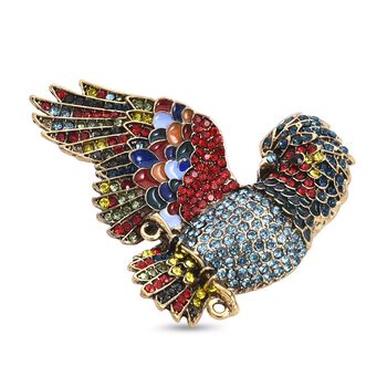 Mehrfarbiger Kristall Papagei Brosche emailliert