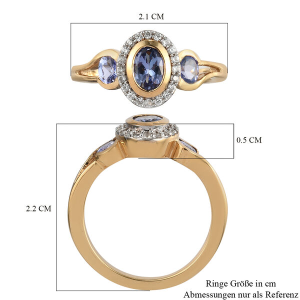 Tansanit und Zirkon Ring 925 Silber vergoldet  ca. 1,07 ct image number 7