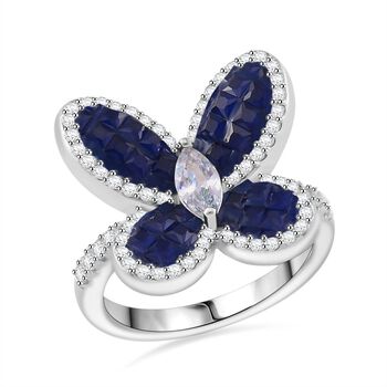 JCK Vegas Designer Schmuck Wei&szlig;er Zirkonia, Blauer Zirconia Ring 925 Silber rhodiniert (Gr&ouml;&szlig;e 16.00) 2.65 ct