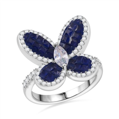 Blauer und weißer Zirkonia Ring image number 0