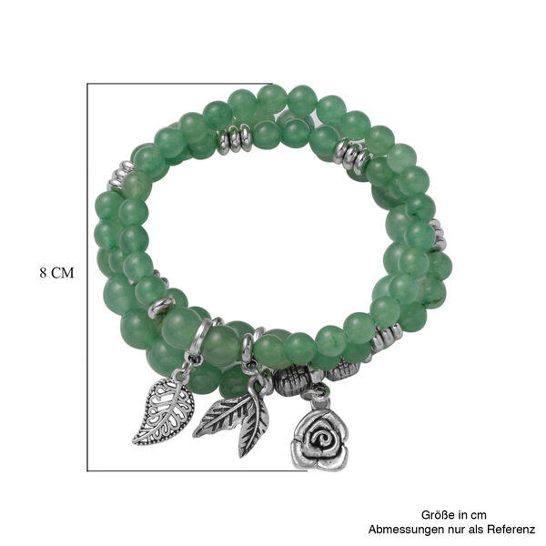 3er Set Gr&uuml;ner Aventurin Flexibel Armband 19 cm in silberfarben ca. 180,00 ct image number 4