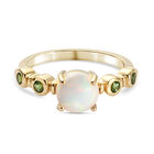 Natürlicher Äthiopischer Opal und Natürlicher Chromdiopsid Ring 925 Silber vergoldet (Größe 16.00) ca. 1,17 ct