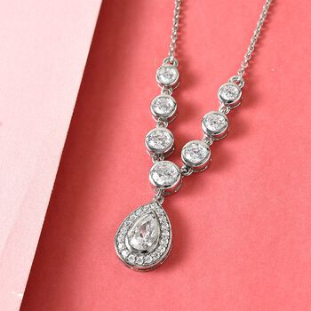 LUSTRO STELLA Hergestellt mit ZIRKONIA Halskette ca. 45 cm lange 925 Silber Platin-&Uuml;berzug 5.46 ct