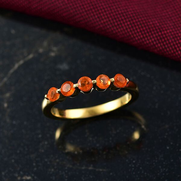 D'Joy AA Salamanca Feueropal Ring 925 Silber 750 Gelb Vergoldet (Größe 17.00) ca. 0,41 ct image number 2