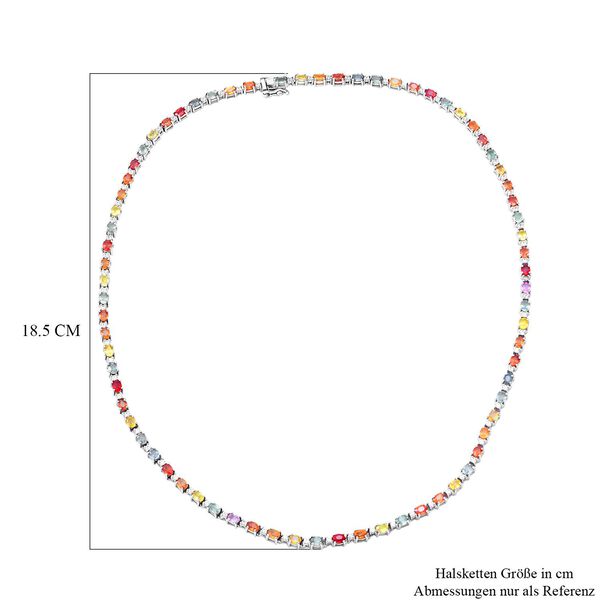 Mehrfarbige Saphir-Halskette, ca. 45 cm, 925 Silber platiniert ca. 23.34 ct image number 5