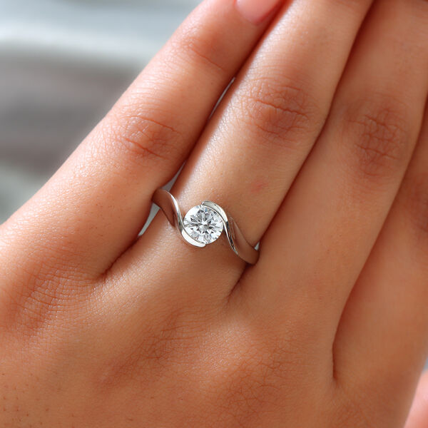 LUSTRO STELLA - feinster Zirkonia Bypass-Ring, 925 Silber platiniert image number 3