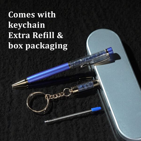 Premium Kollektion - Echter blauer Saphir-Kugelschreiber mit extra Mine und Schl&uuml;sselanh&auml;nger image number 10