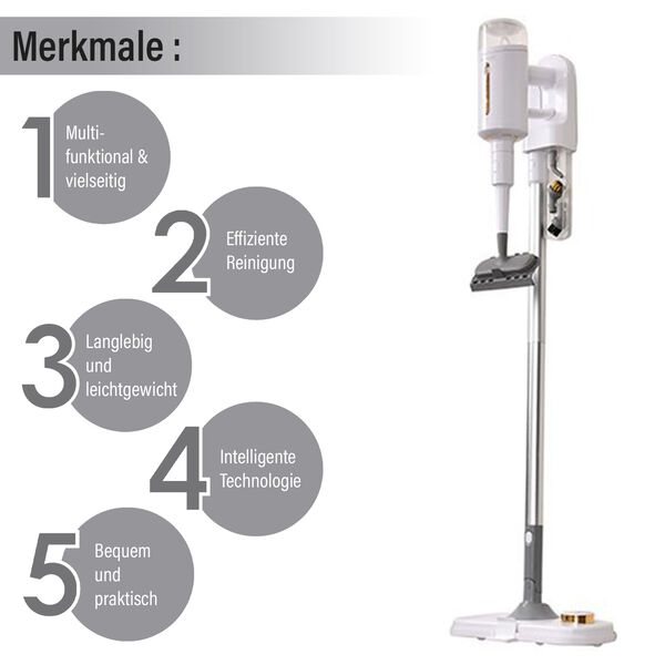 HOMESMART multifunktioneller Dampfreiniger, 1500W, Weiß image number 2