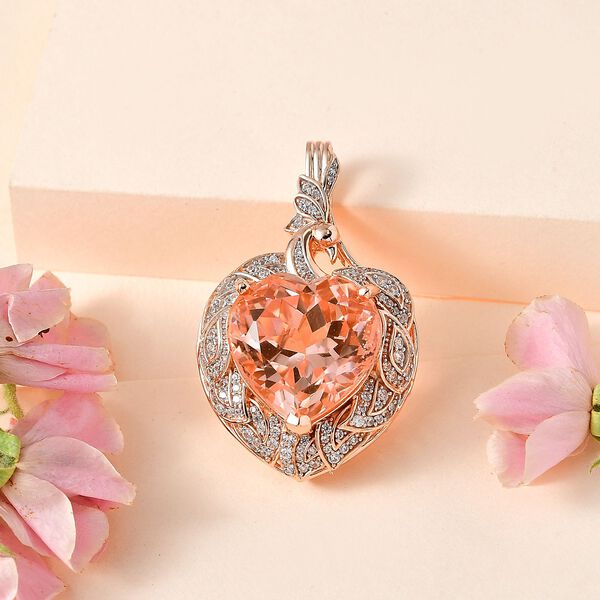 Morganit Quarz Triplett und Zirkon Anhänger - 24,37 ct. image number 2